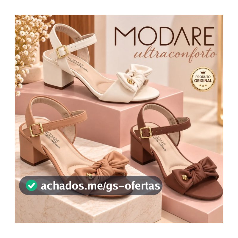 Sandália Salto Bloco Lançamento Modare Ultra Conforto