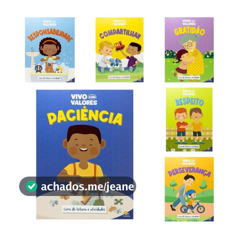Coleção Vivo com valores! C/6 Livros Infantis - Texto Caixa Alta Tamanho Grande
