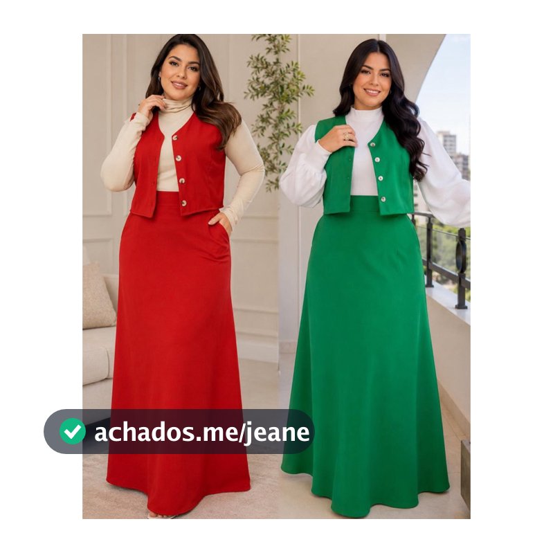Conjunto Alfaiataria Feminino Colete Botoes E Saia Moda Tendencia