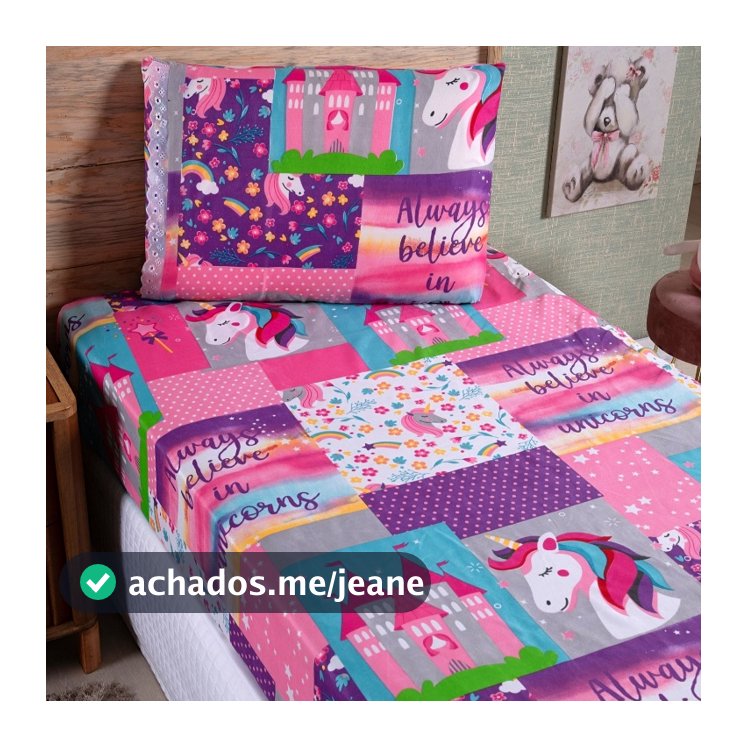 Jogo de Cama Solteiro (Lençol Com Elástico + Fronha) Estampado
