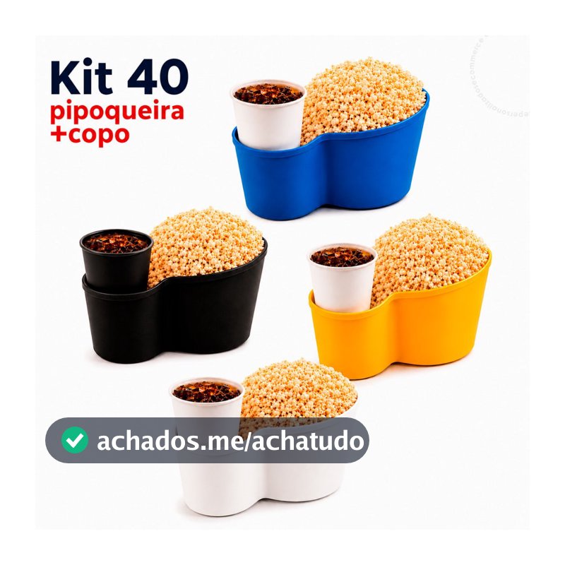 Kit 40 Pipoqueiras + 40 Copos Festa Pipoca Cinema Lembrancinha Amigos Balde Aniversário