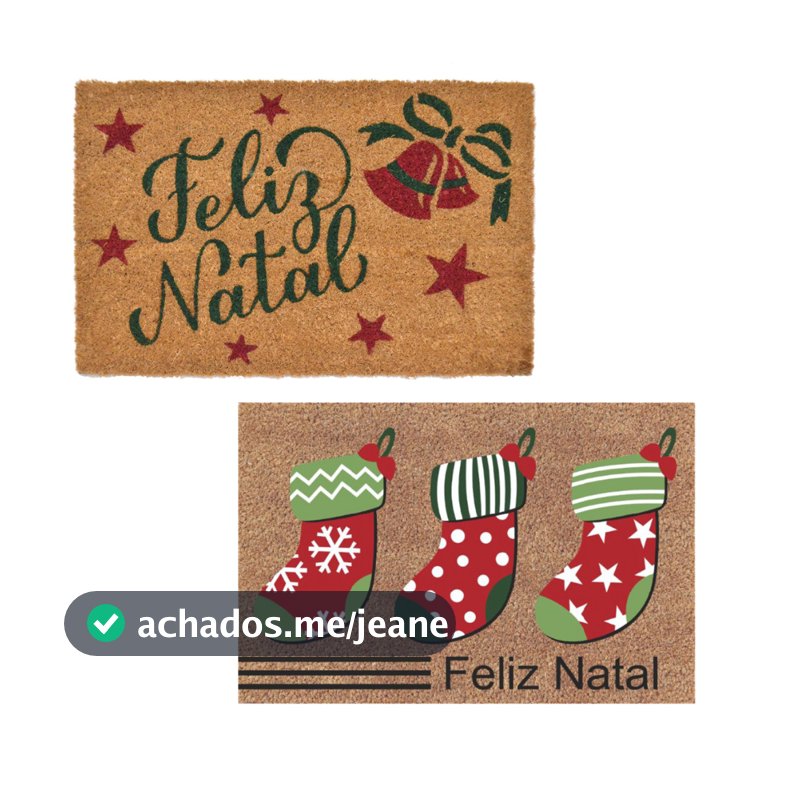 Capacho Tapete Feliz Natal Fibra de Coco 60x40cm Decoracao Natalina Premium Enfeite