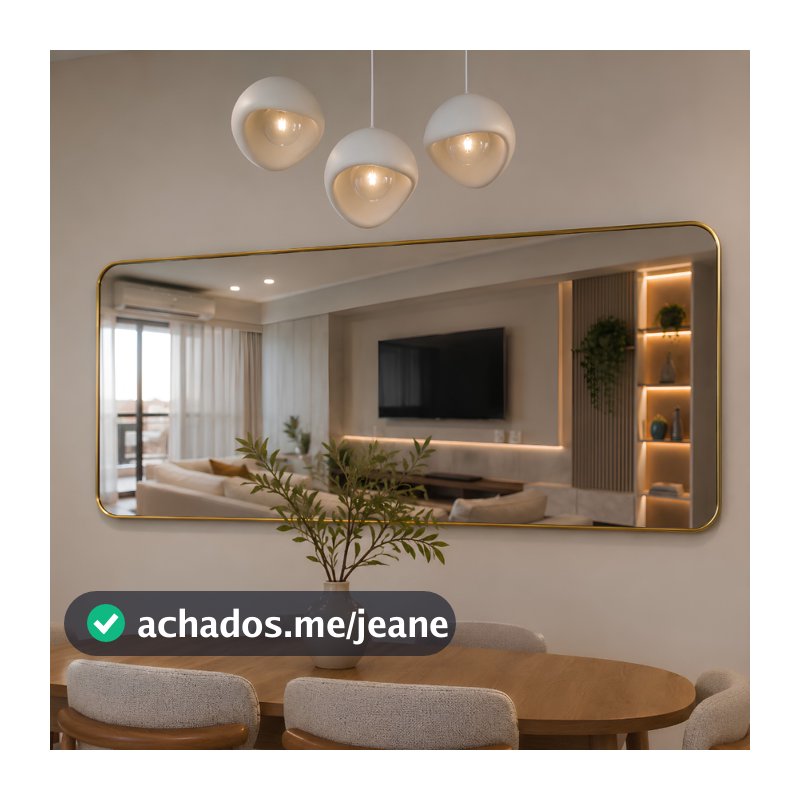 Espelho Lopazzi Retangular Corpo Inteiro 110x50cm Moldura de Alumínio Decorativo Quarto Sala Hall