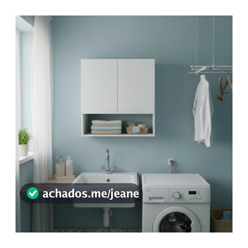 Armário e Nicho de Cozinha Aéreo Suspenso de Parede com 2 Portas Para Banheiro Cozinha e Lavanderia