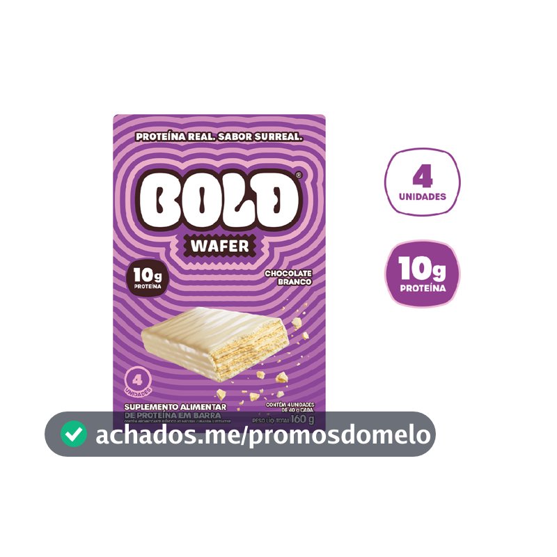 BOLD WAFER CHOCOLATE BRANCO 40G - KIT 4 UND.