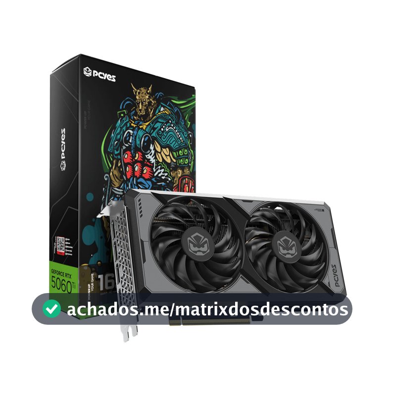 Placa de Video NVIDIA GeForce RTX 5060 TI 16GB GDDR7 128BITS Dual Fan PVRTX5060TIB2F16G - PCYES
