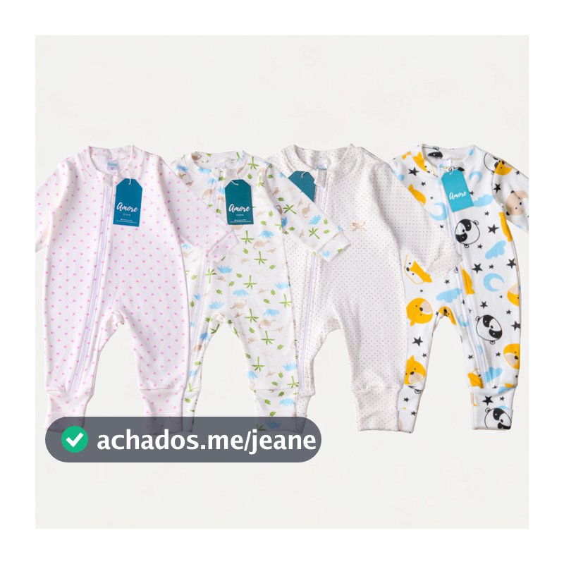Kit 3 Macacão Infantil Vira Pé Bebê Estampado Menino Menina