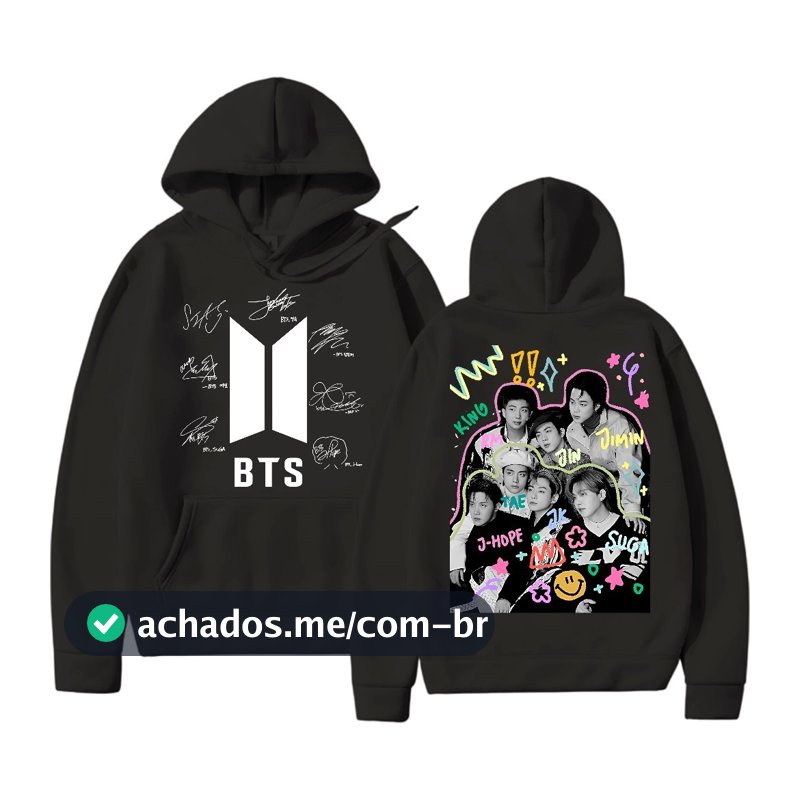 Moletom Canguru C/ Capuz BTS Group Banda Blusa de Frio Casaco 100% Algodão Premium Envio Rápido