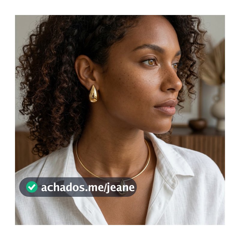 CONJUNTO FEMININO ARO CHOKER E BRINCO GOTA DOURADO PRATEADO