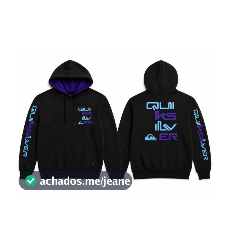Moletom Canguru Quiksilver Roxo e Azul Skate Surf Surfing Rua Streetwear Algodão