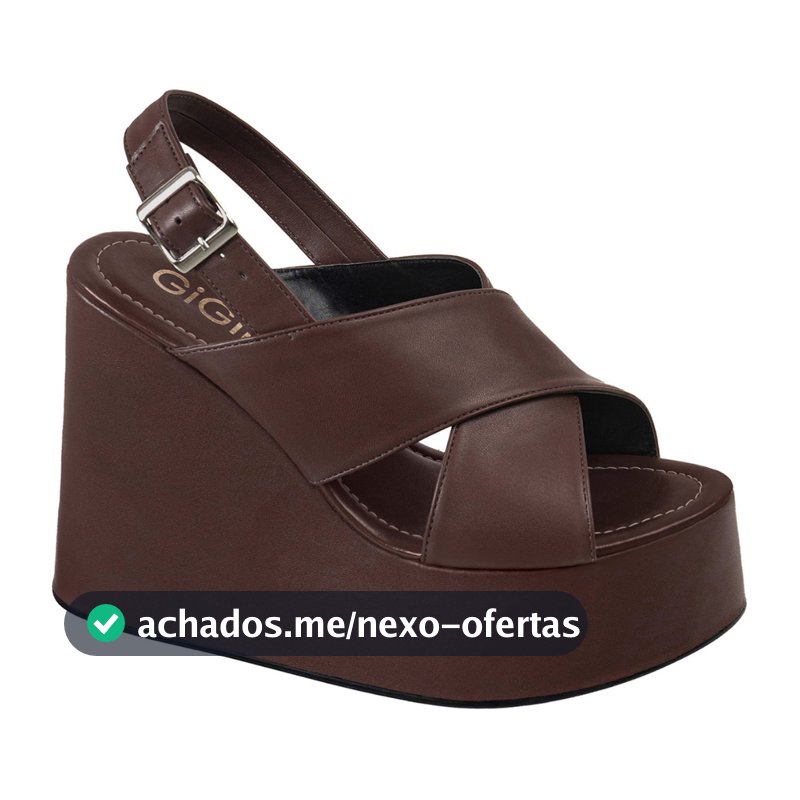 Sandália Feminina Anabela Plataforma Salto Alto Tiras Largas Cruzadas Formato X Elegante Moda GiGiL