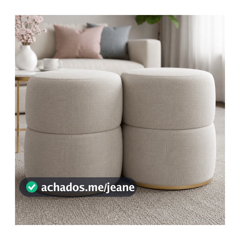 Conjunto kit 2 PUFFS REDONDO CONJUNTO ACENTUO DESCANÇO PARA PÉS  REFORÇADO PROVADOR BANQUINHO LUXO RESISTENTE LUA  SALA