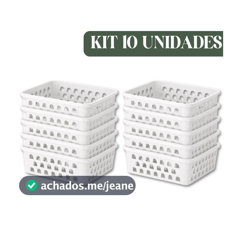 Kit Cestos Organizadores Branco Multiuso Empilhável Gaveta, Armário, Cozinha, Lavanderia, Guarda Roupa, Penteadeira