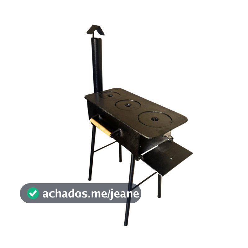 Fogão 3 Bocas Alumínio Fundido Com Pés e Chaminé Completo