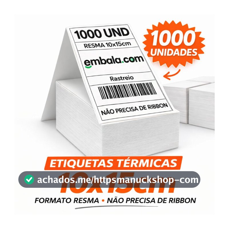 Etiquetas Térmicas 10x15 Pacote com 1000 Formato Resma - Uso Profissional