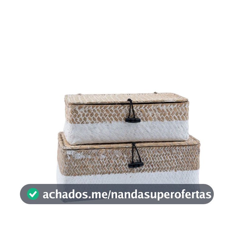 Kit 2 Caixas Organizadoras Armazenamento Decorativa Palha Seagrass - Oikos