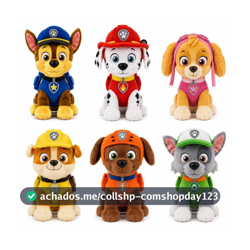 Bonecos Pelúcia Filhotes Patrulha Canina Brinquedo Com Som 20cm