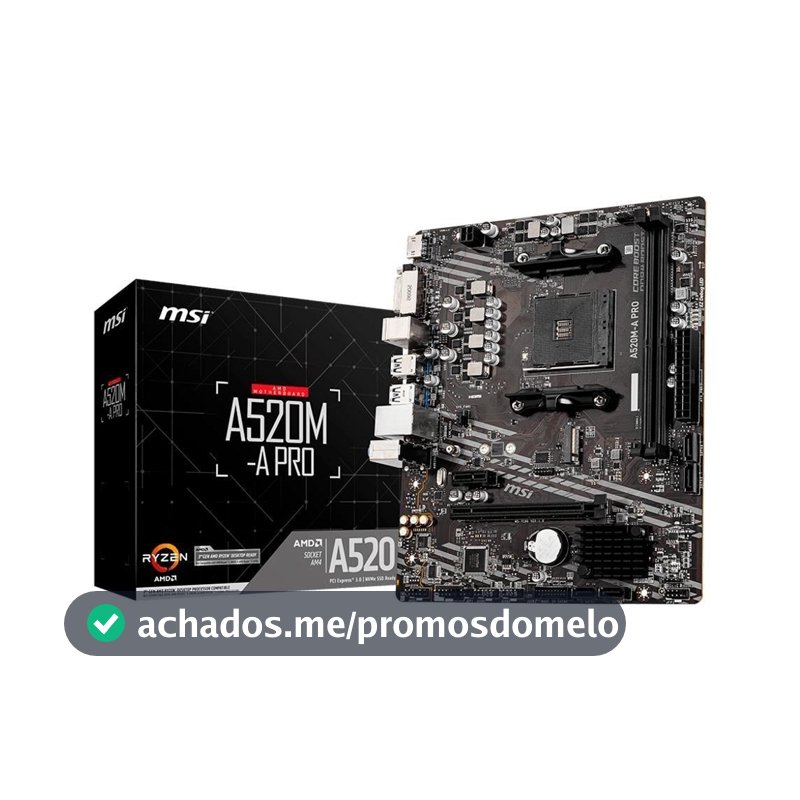 Placa-Mãe MSI A520M-A PRO, AMD AM4, mATX, DDR4, Preto - A520M-A PRO