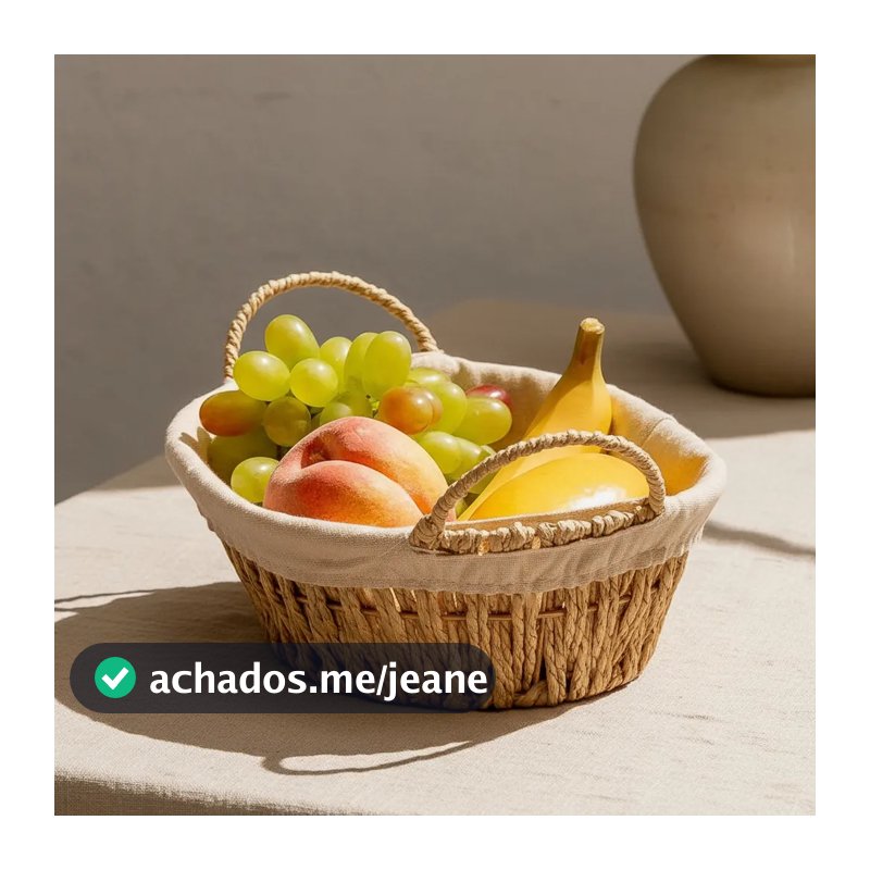 Cesta De Pão Oval Com Alças Tecido Natural - 27cm Wolff Mesa Posta