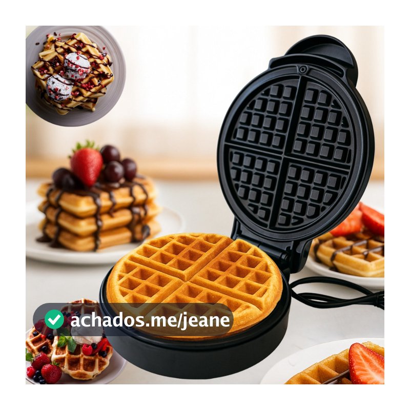 Máquina Waffle Elétrica Portátil Panqueca Automático maker wafer Antiaderente Assar Premium 1000W
