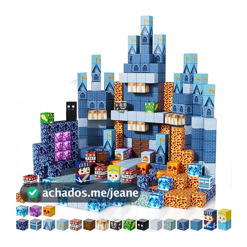 Blocos Magnéticos de Montar 100 Peças Brinquedo Infantil Educativo Montessori STEM Construção Magnética