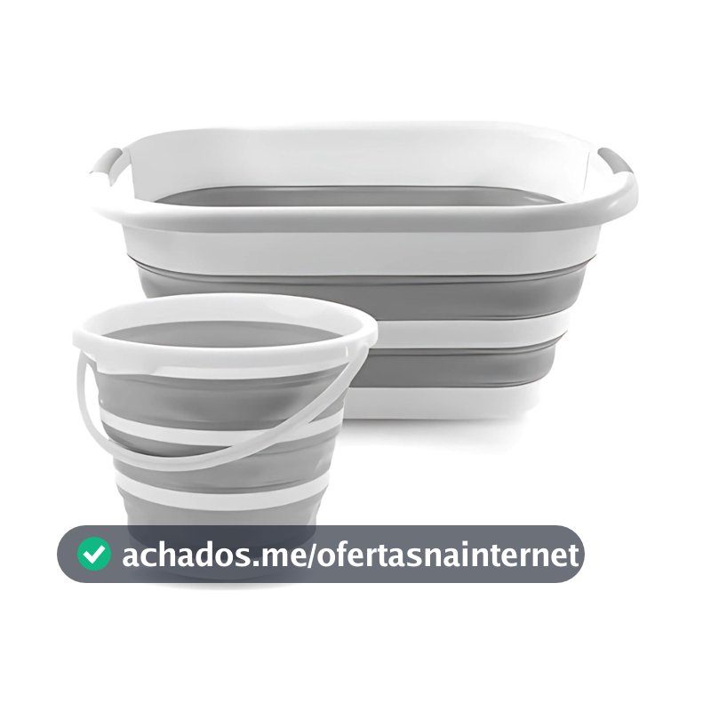 Balde Dobrável Retrátil em Silicone Flexível 26L e 10L – Formato Retangular, Ideal para Limpeza e Organização e Camping