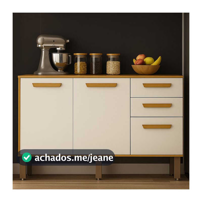 Balcão de Cozinha Athenas 110cm com 3 Portas 2 Gavetas Mobilihouse