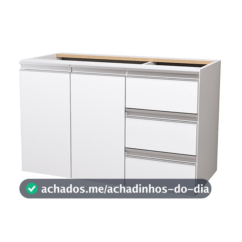 Gabinete Banheiro 80cm MDF Branco Balcão Sem Tampo de Apoio Armário Com e Sem Fundo Montado