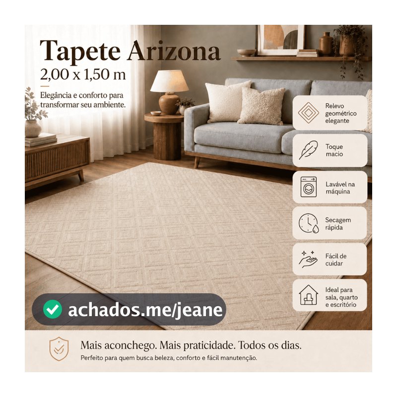 Tapete Sala 2,00x1,50 Geométrico Moderno Antiderrapante Lavável Macio Quarto Escritório