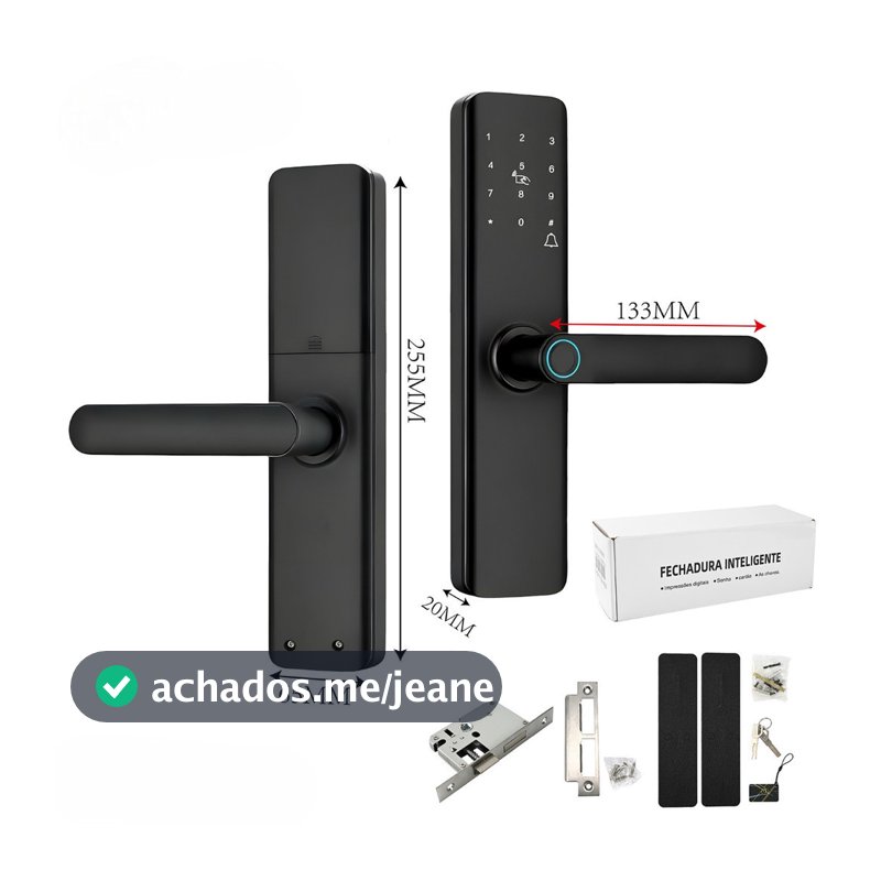 Fechadura Eletrônica Smart Door com Impressão Digital, Senha, Cartão NFC e Chave Mecânica fang