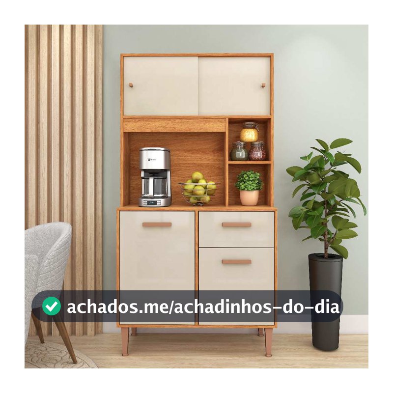 Cozinha Compacta Dália Armário 2 Portas  + Balcão 2 Portas 1 Gaveta - Shark Móveis