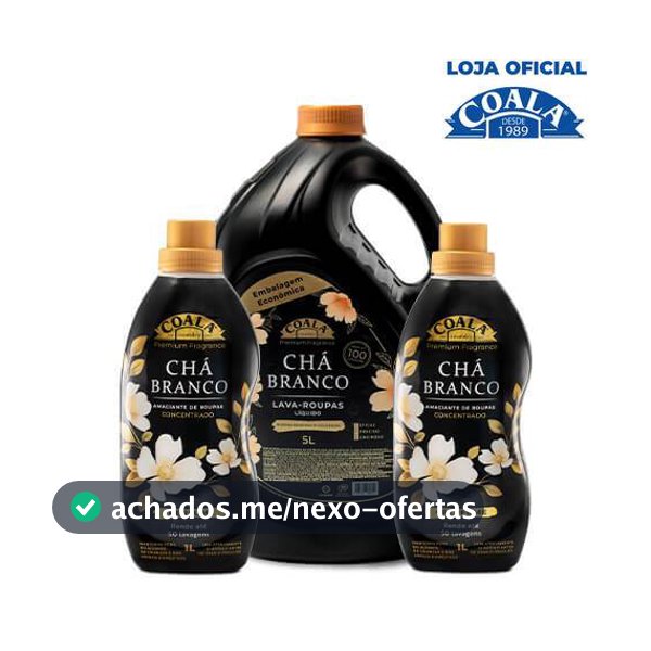 Kit Coala Laundry 1 Lava Roupas 5L + 2 Amaciantes de 1L cada - Chá Branco