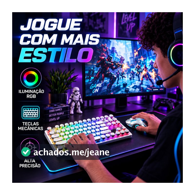 KIT Teclado 100% mecânico Punk Esports Led+ mouse para jogos Um item obrigatório para os jogadores -H7