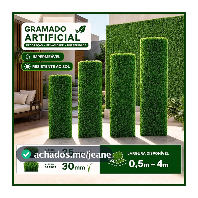 Tapete Grama Sintética Artificial 25mm 50x100cm – Piso Verde Decorativo Realista Para Jardim, Casa, Área Externa E Lazer