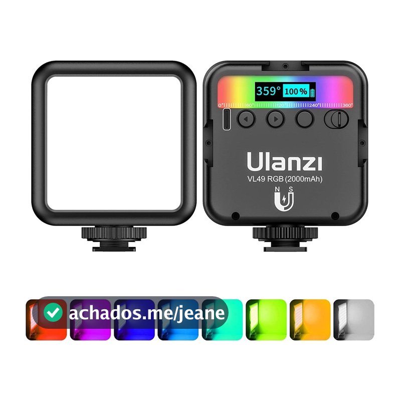 Ulanzi VL49 RGB mini luz de preenchimento de fotografia com brilho e cor de luz ajustáveis