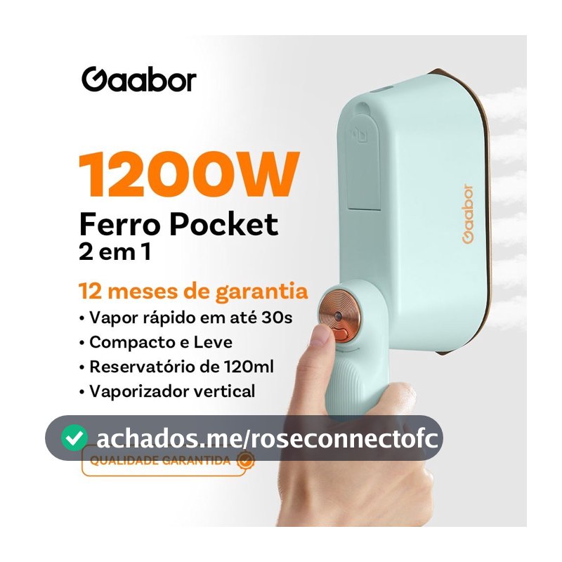 Gaabor Ferro de Vapor 127V/220V Portatil Rapido Para Viagem Roupas Top Clean HM-M01A