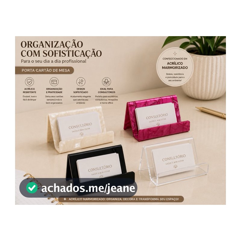 ✨ Porta Cartão Luxo em Acrílico Marmorizado | Elegância Para Seu Consultório