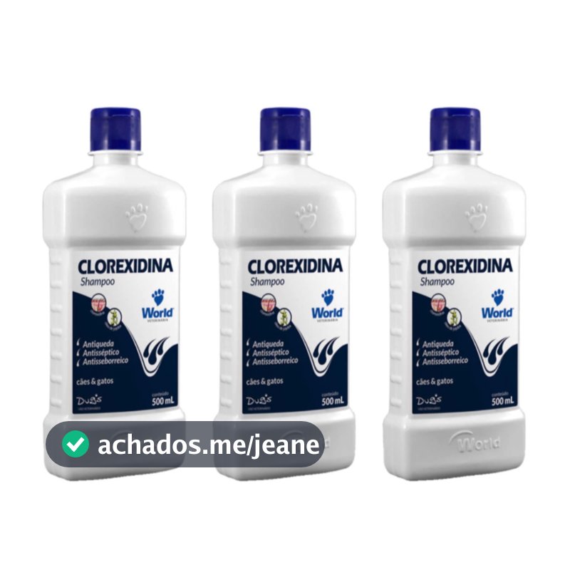 Kit 3 Shampoo Dermatite Clorexidina 500ml World