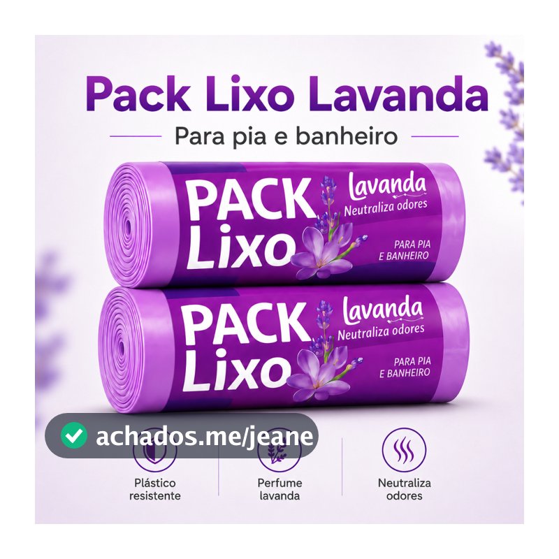 Pack Saco Lixo Lavanda Para Pia e Banheiro Fragrância Duradoura Anti Odor