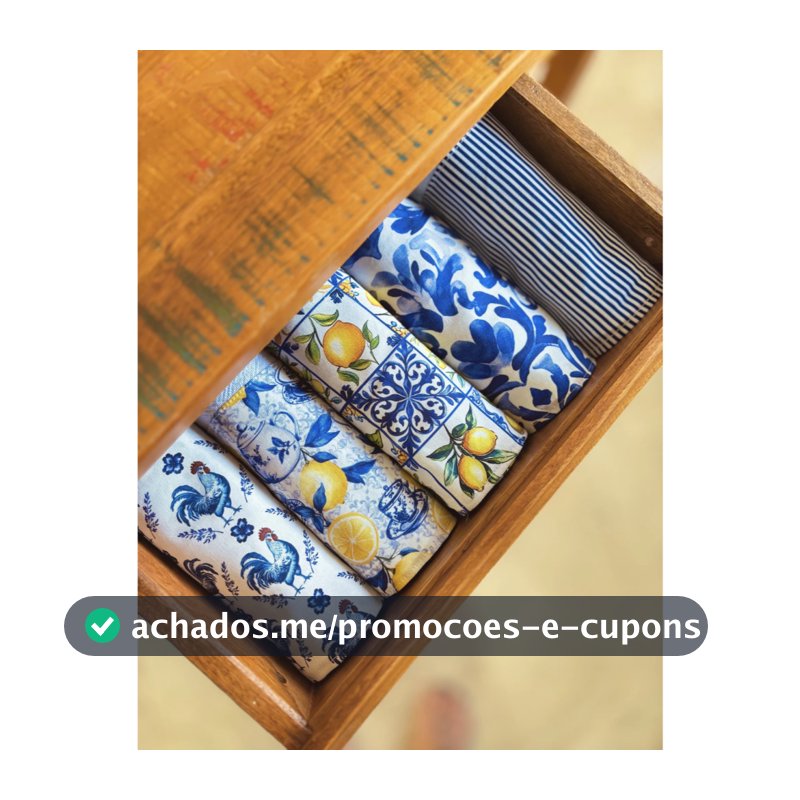 Kit 5 Panos de Prato Tricoline 100% Algodão 45x70cm com Saquinho Presenteável