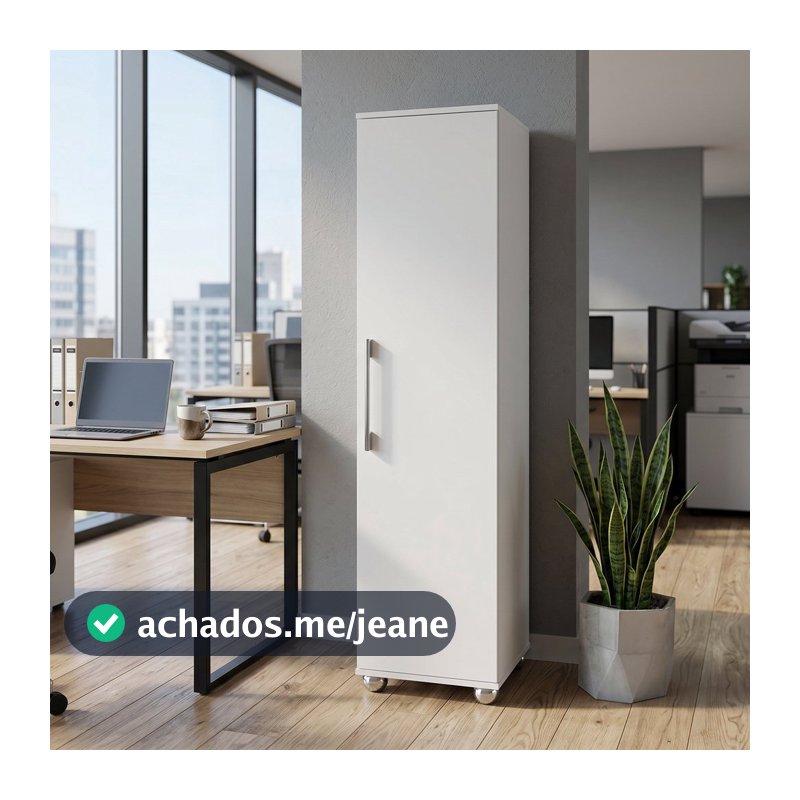 Armário Multiuso 1 Porta 5 Prateleiras Sofia Branco Branco