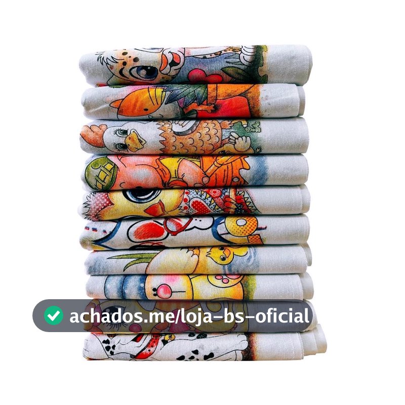 Pano De Prato Estampado Bainha Kit Com 10 Peças