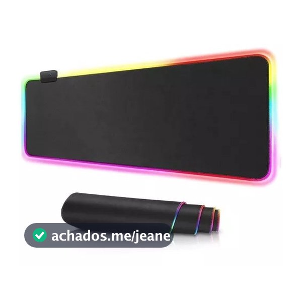 Mousepad Para Jogo Gamer Extra Grande 80 x 30 cm com LED RGB Speed Edition Preto Liso Sem Estampa
