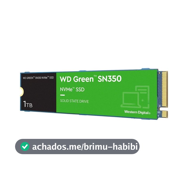 SSD M.2 NVMe 1TB Western Digital WD Green SN350 Leitura/Gravação Até 3200/2500MB/s WDS100T3G0C