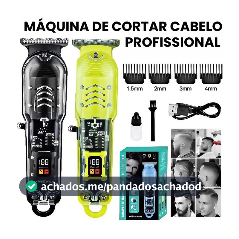 Máquina De Cortar Cabelo Profissional Smart Lcd Barbeador Elétrico Transparente Sem Fio Para Homens