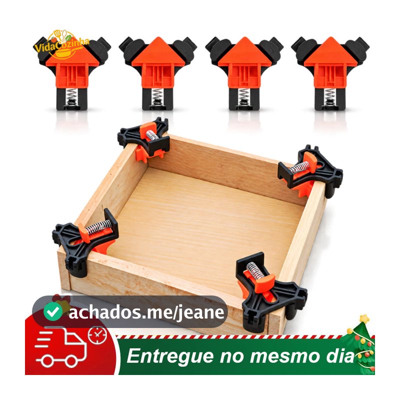 Kit 4 Grampos De Canto Aperto Angular Marcenaria 90 Graus Marceneiro Graus Aperto Rápido Marceneiro