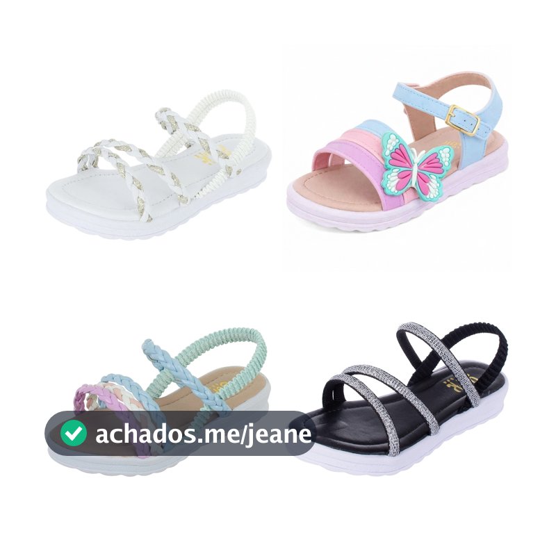 Kit Infantil Feminino  4 Pares  Sandália Meninas Leve Antiderrapante Do 20 ao 34 2 Pares