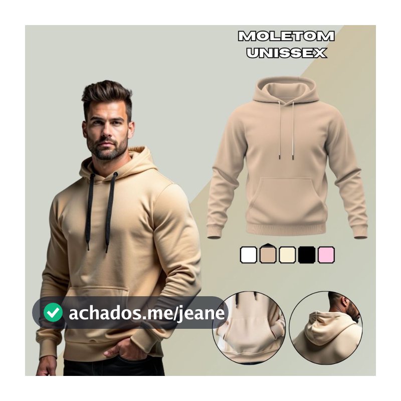 Moletom Canguru Unissex Blusa de Frio Feminino e Masculino Com Capuz Moletom Algodão GuGi MLT01-LISO