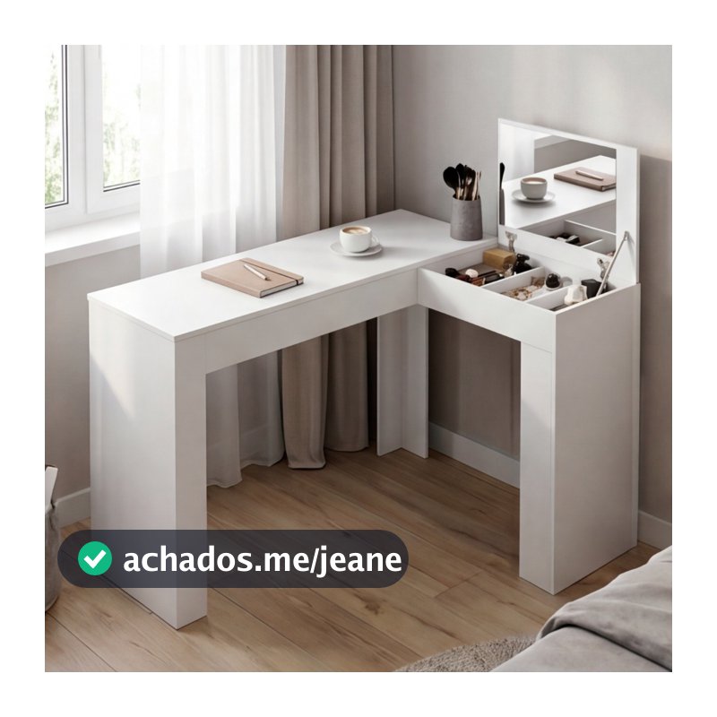 Penteadeira De Canto em L Star Plus Branco Maquiagem Jóia Bijuteria Nicho Organizador Meninas Luxo Escrivaninha