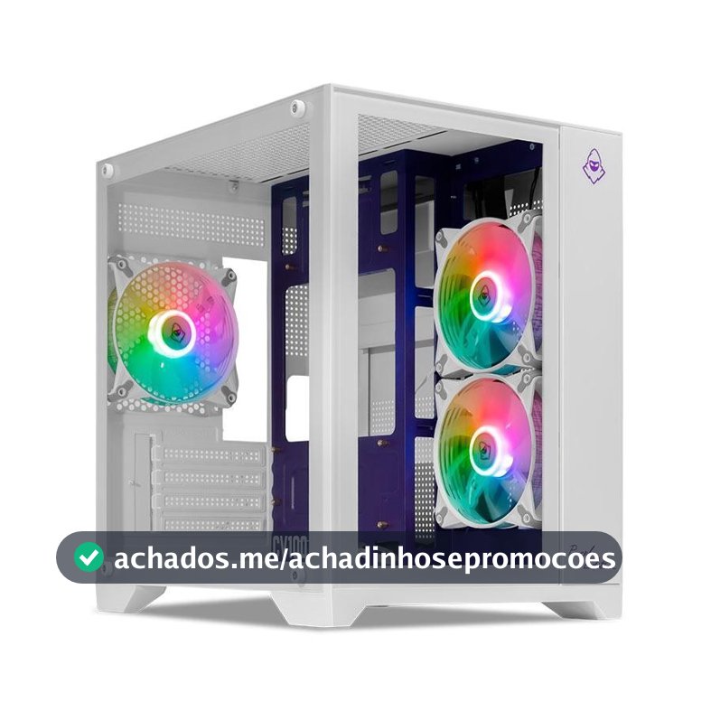 Gabinete Gamer Mancer CV100 Purple Edition, Mid-Tower, Com 3 Fans, Branco, MCR-CV100-PEW